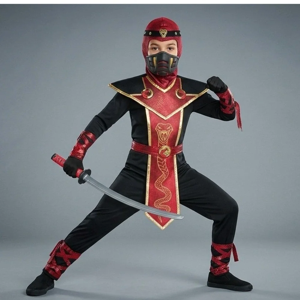 Snake Venom Ninja Boys Costume Girls Jumpsuit Halloween Cosplay Size Small 4-6